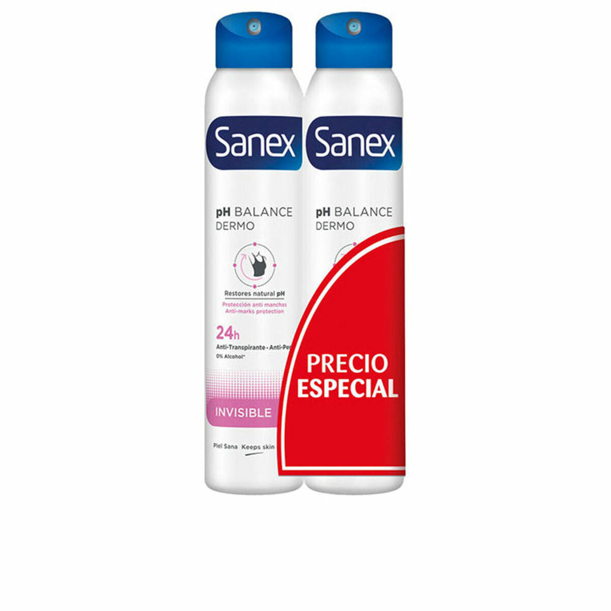 Spray Deodorant Sanex Invisible 2 Units 200 ml product packaging