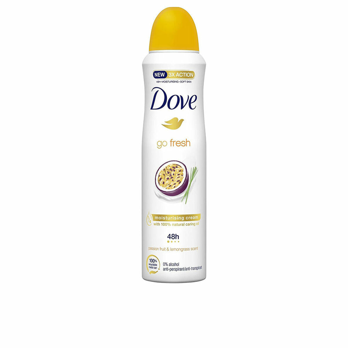Spray Deodorant Dove Go Fresh Lemon Passion Fruit 200 ml product packaging
