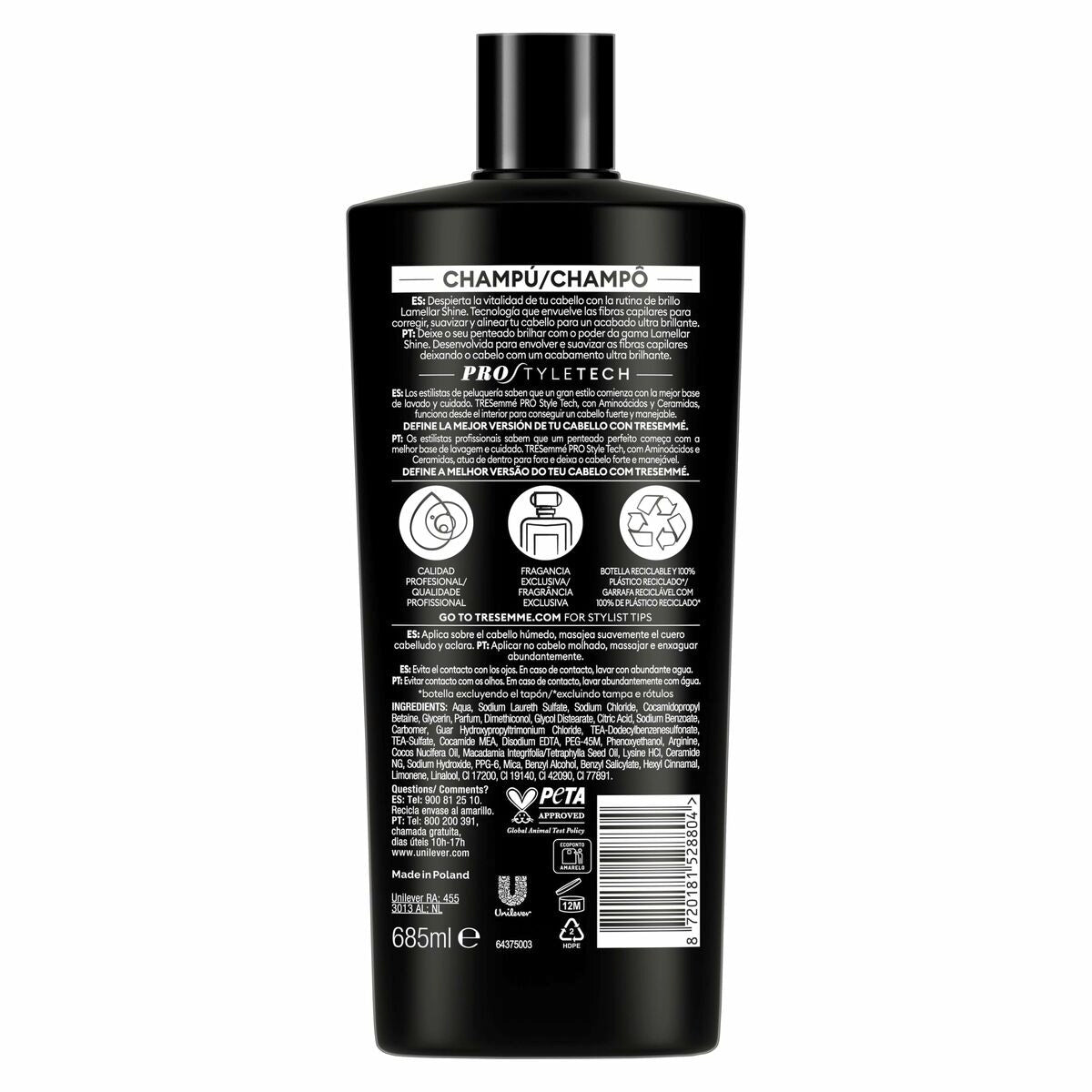 Shampoo Tresemme LAMELLAR SHINE 685 ml shampoo bottle