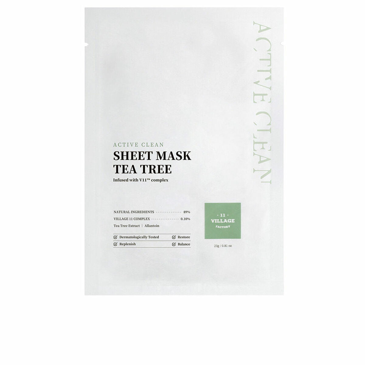 Facial Mask Village 11 Factory Active Clean Tea Tree 23 g for Women mask packaging
