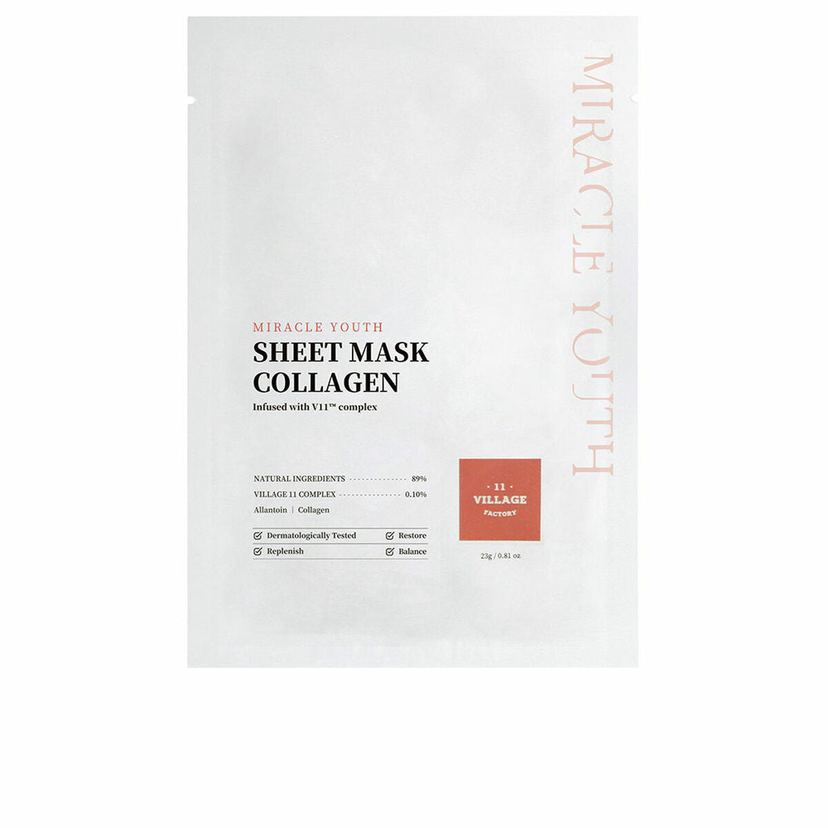 Facial Mask Village 11 Factory Miracle Youth Collagen 23 g mask packaging