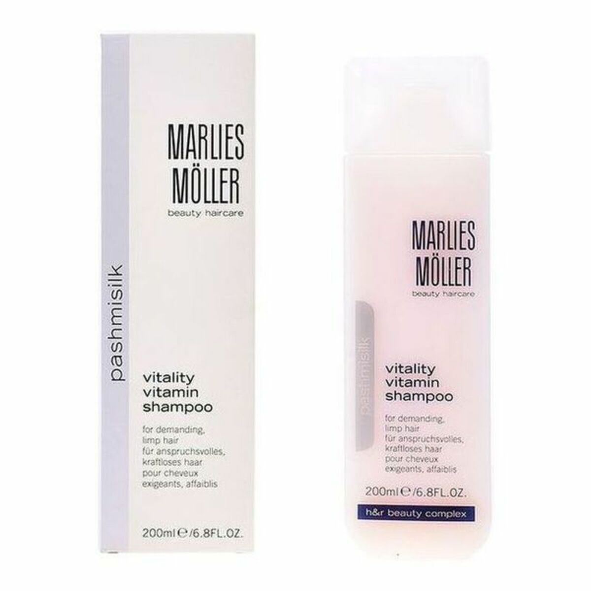 Nourishing Shampoo Marlies Möller Pashmisilk 200 ml shampoo bottle