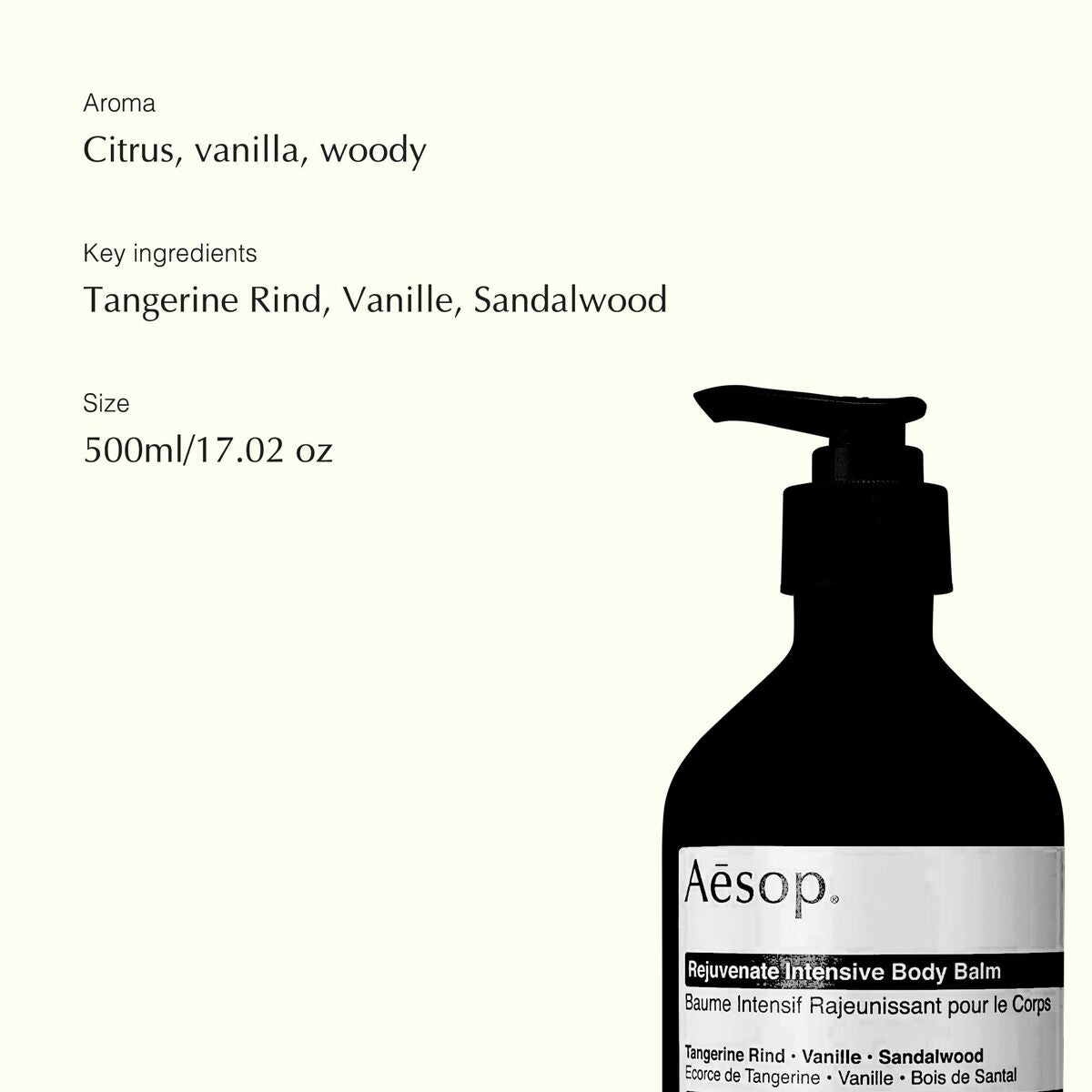 Body Lotion Aesop REJUVENATE INTENSIVE 500 ml for Men skincare packaging