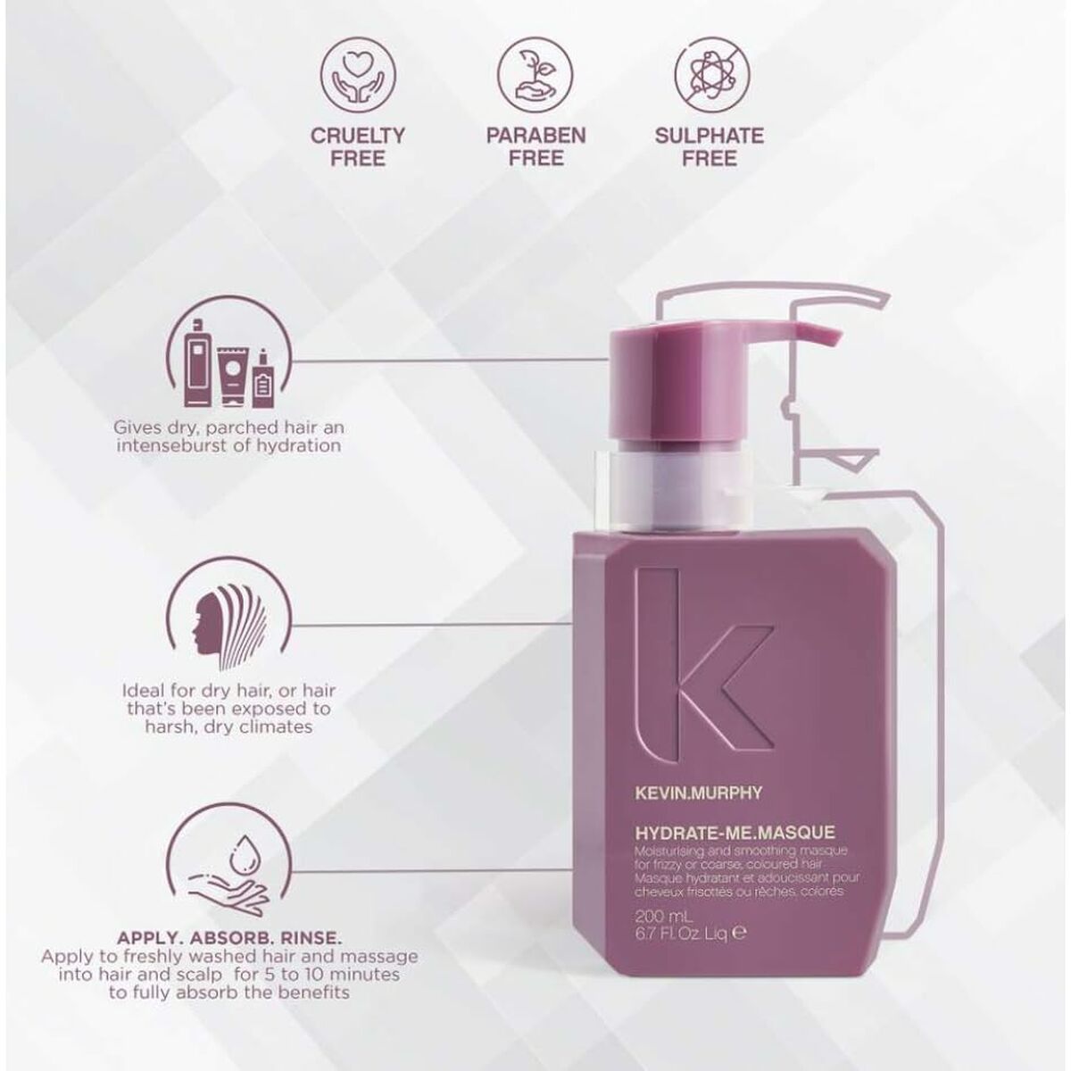 Hair Mask Kevin Murphy HYDRATE-ME 200 ml for Women hair mask packaging