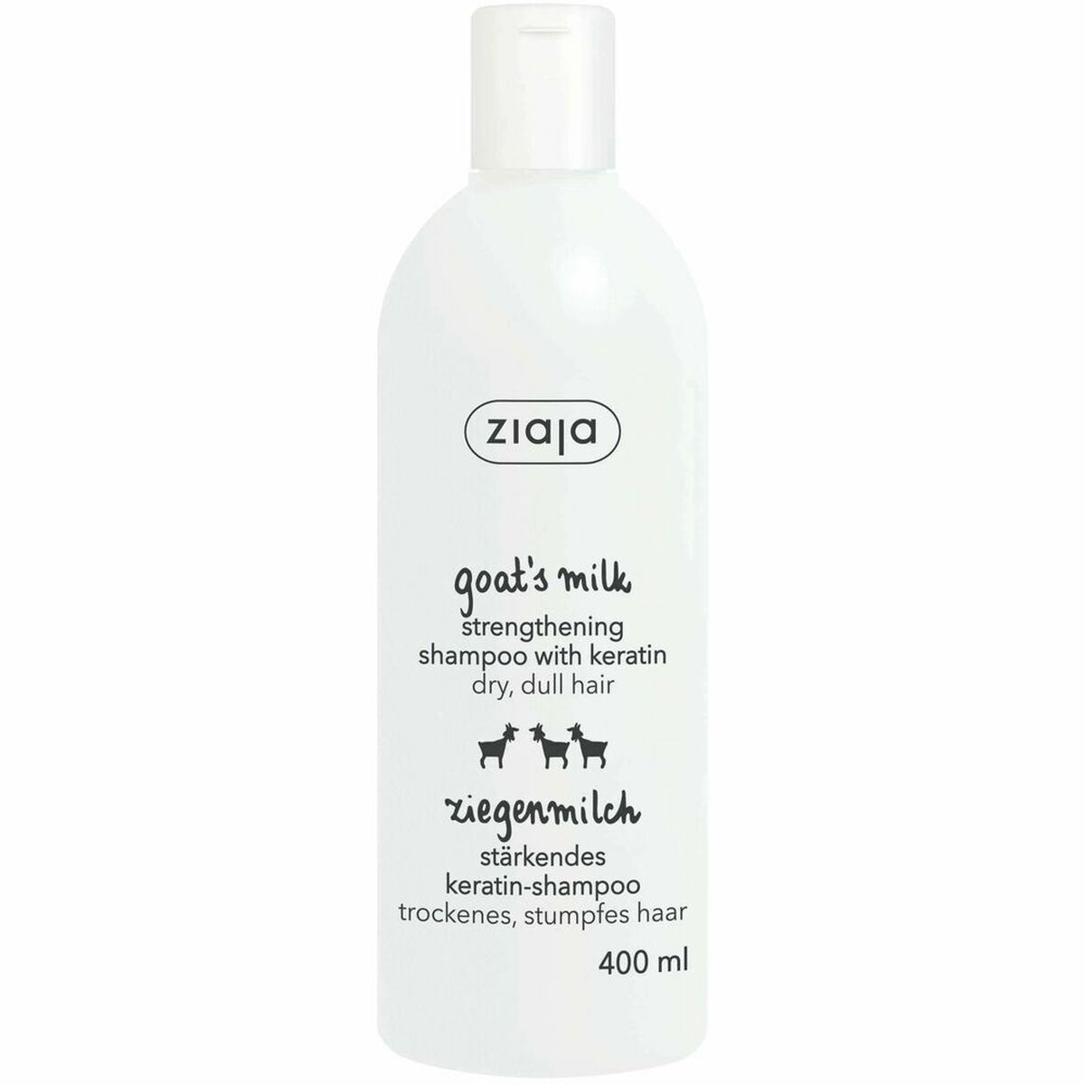 Straightening Shampoo Ziaja Leche De Cabra 400 ml Goat's milk shampoo bottle