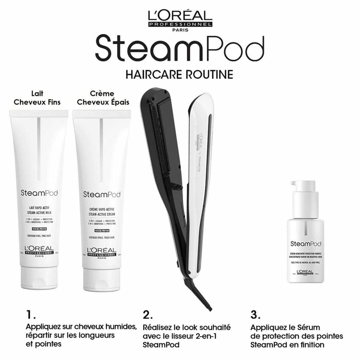 Hair Straightener L'Oréal Paris E3141800 White/Black 2-in-1 White product packaging