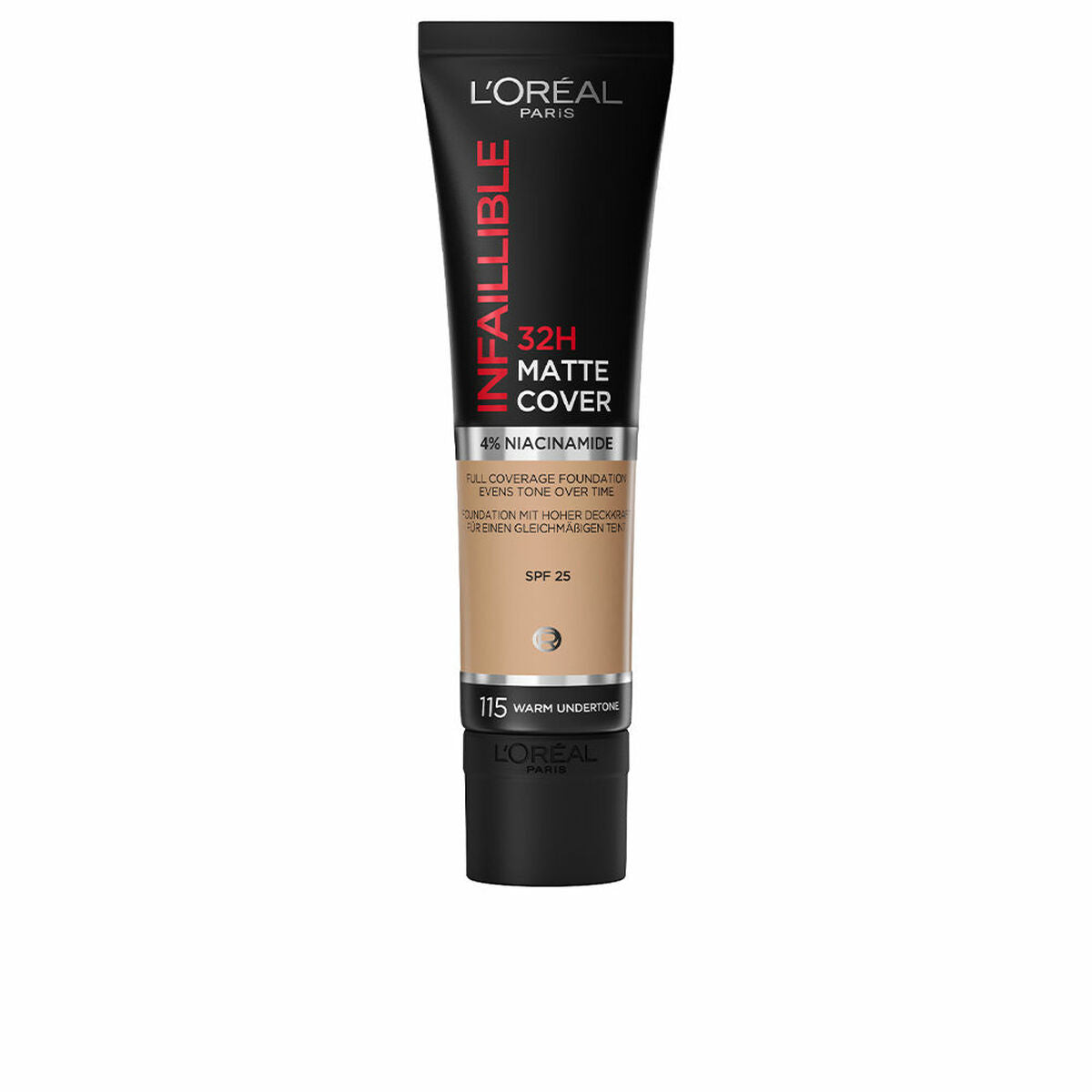 Liquid Make Up Base L'Oreal Make Up Infaillible H Nº 115 warm undertone Nº 115-Warm Undertone Spf 25 30 ml product packaging