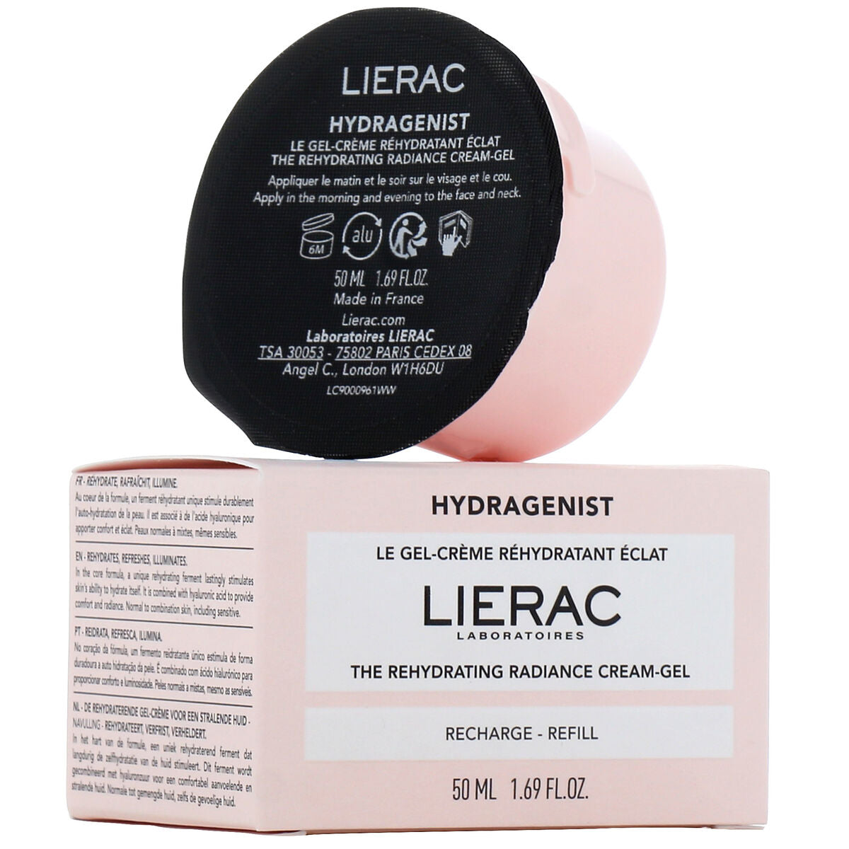 Moisturising gel cream Lierac Hydragenist 50 ml for Women skincare packaging