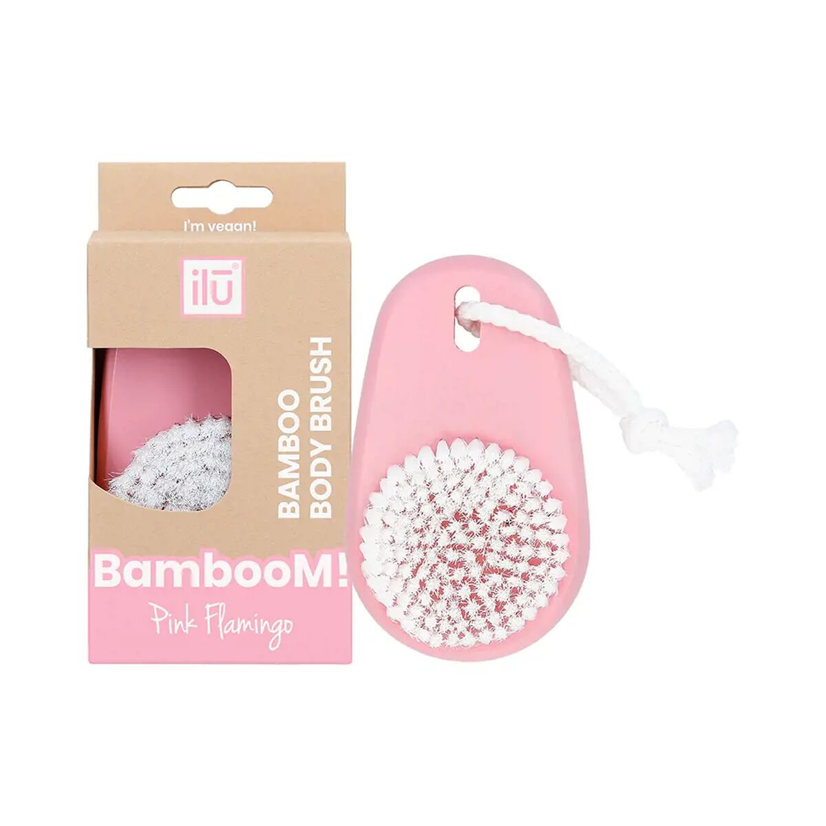 Cleansing and Exfoliating Brush Ilū BambooM! Pink product packaging