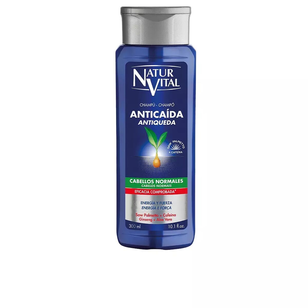 Anti-Hair Loss Shampoo Naturvital Champu Anticaida 300 ml Normal hair shampoo bottle