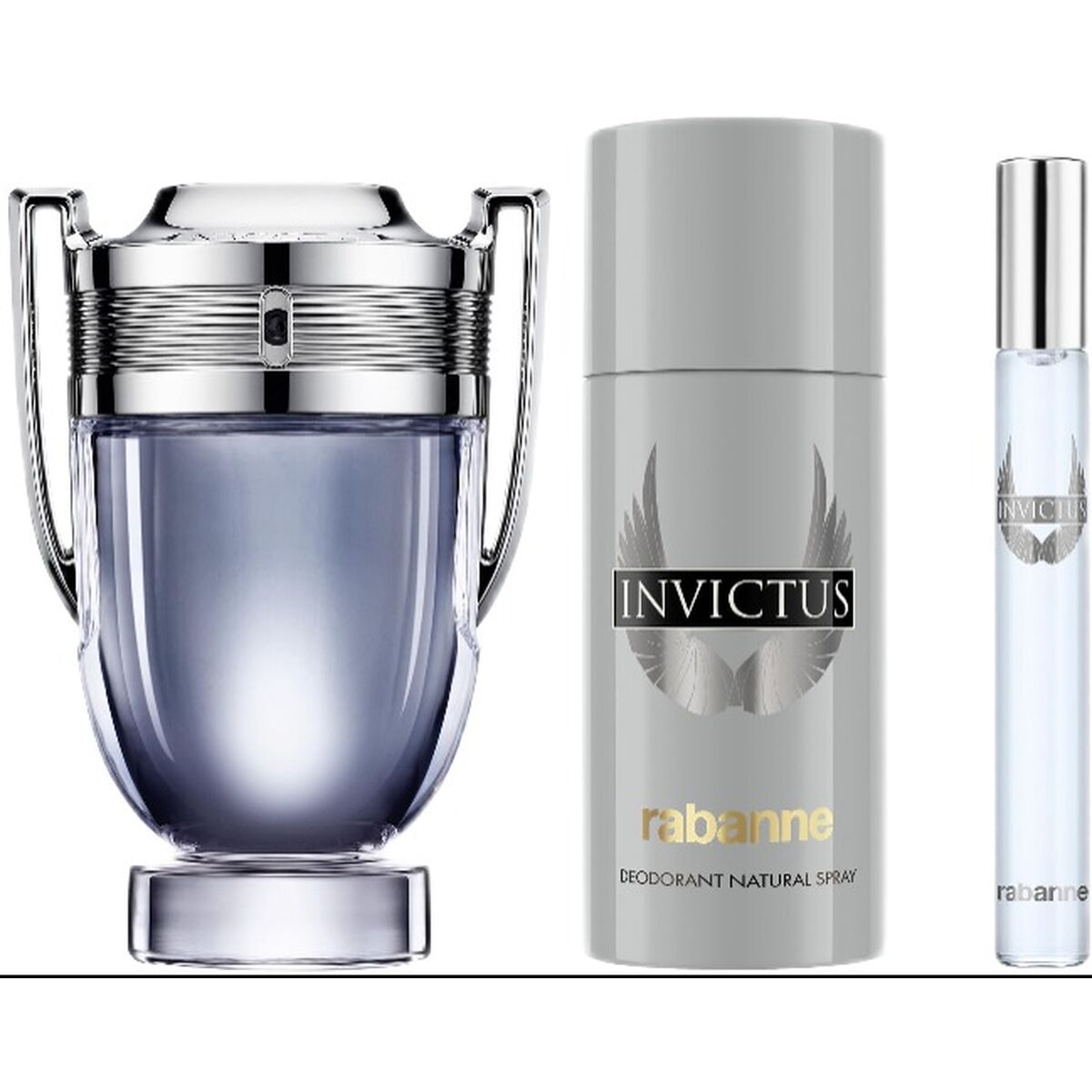 Men's Perfume Set Paco Rabanne Invictus 3 Pieces for Men product packaging