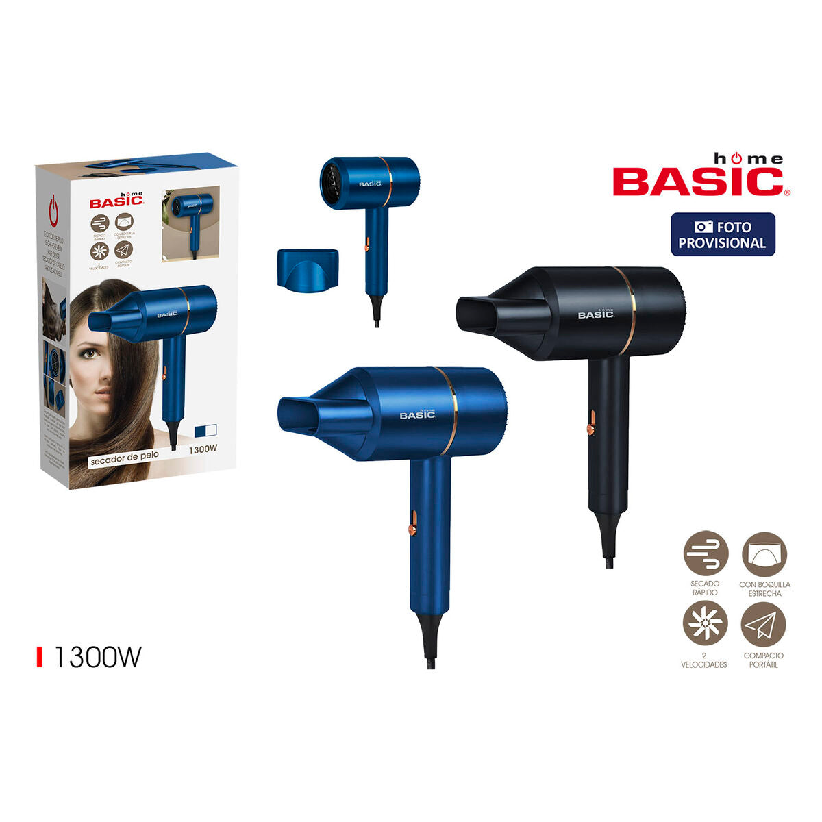 Hairdryer Basic Home 1300 W product packaging