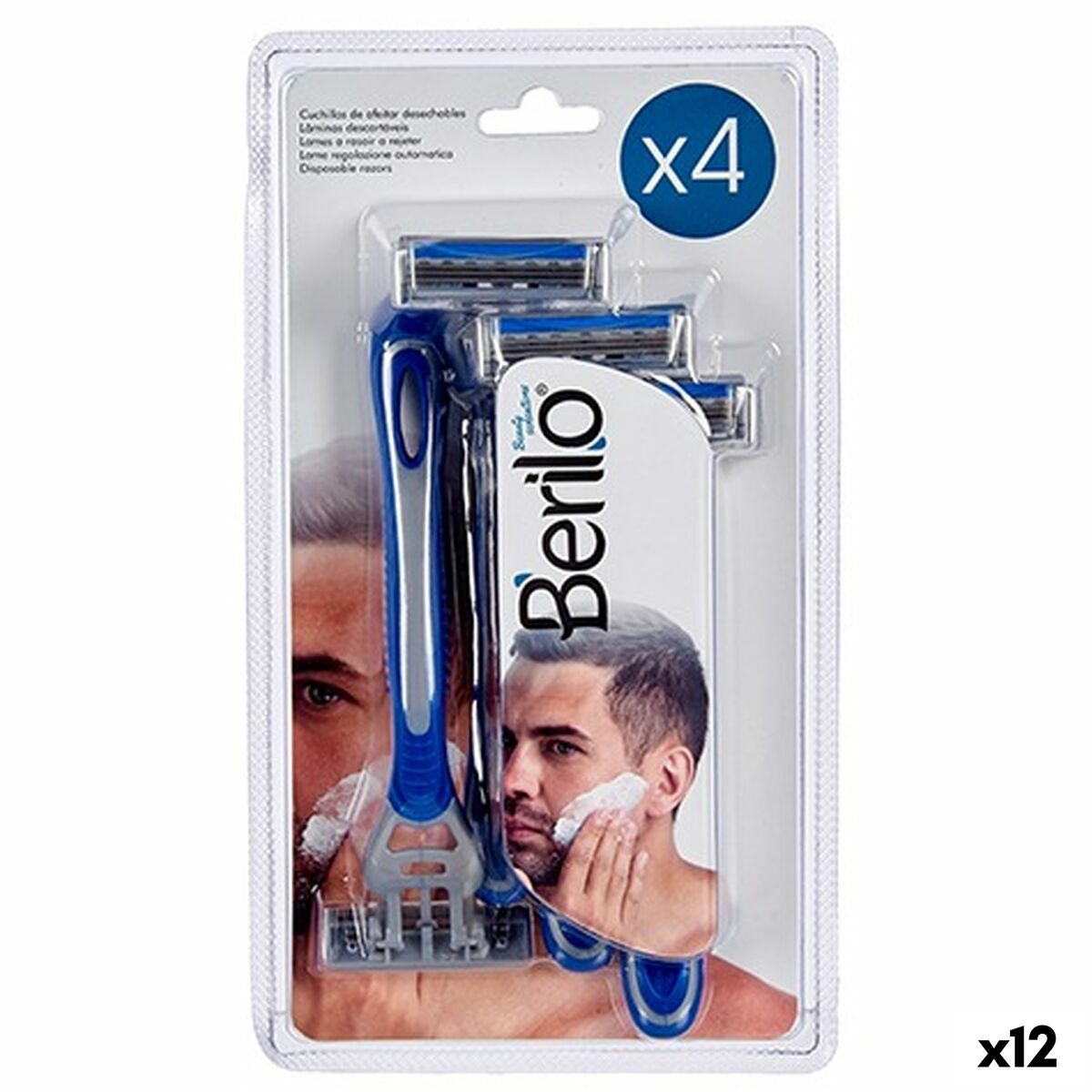 Disposable Razor Berilo 4 Pieces (12 Units) for Men product packaging