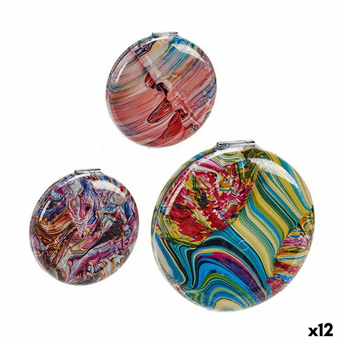 Pocket Mirror Crystal Plastic 8 x 2,4 x 8 cm (12 Units) product packaging