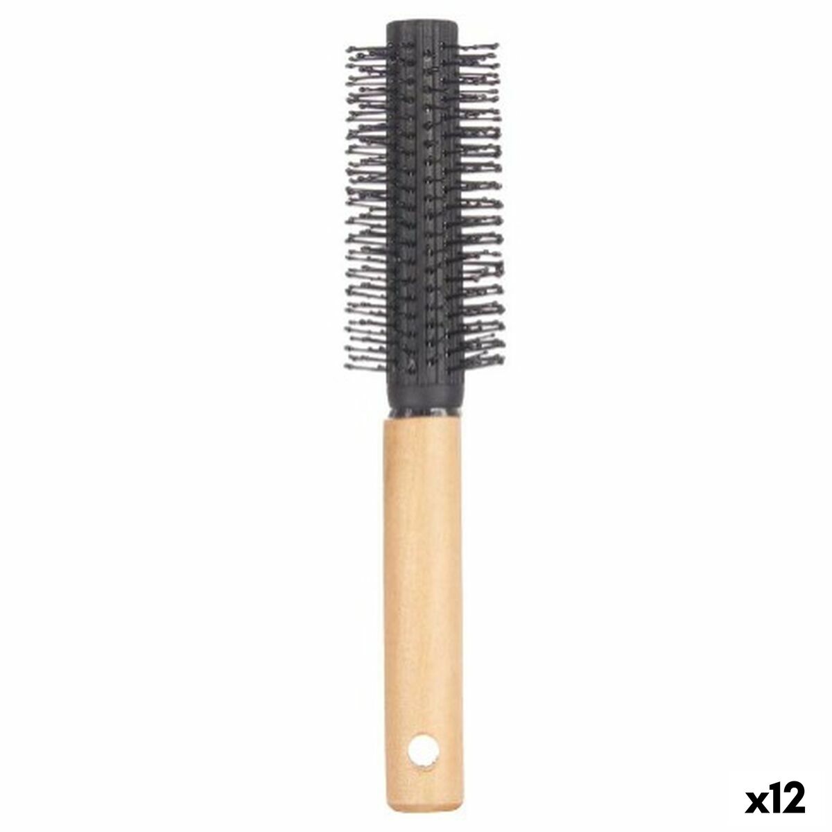 Round Brush Berilo Brown Black Wood Silicone Plastic (12 Units) product packaging