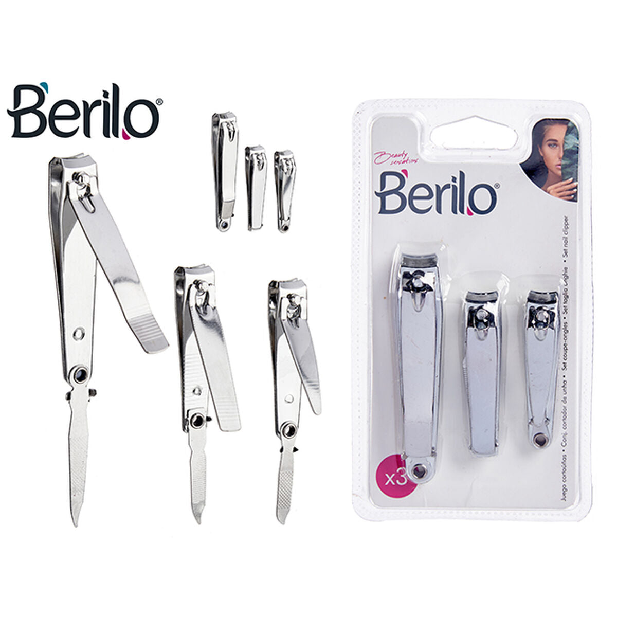 Nail clipper Berilo Silver Metal (12 Units) product packaging