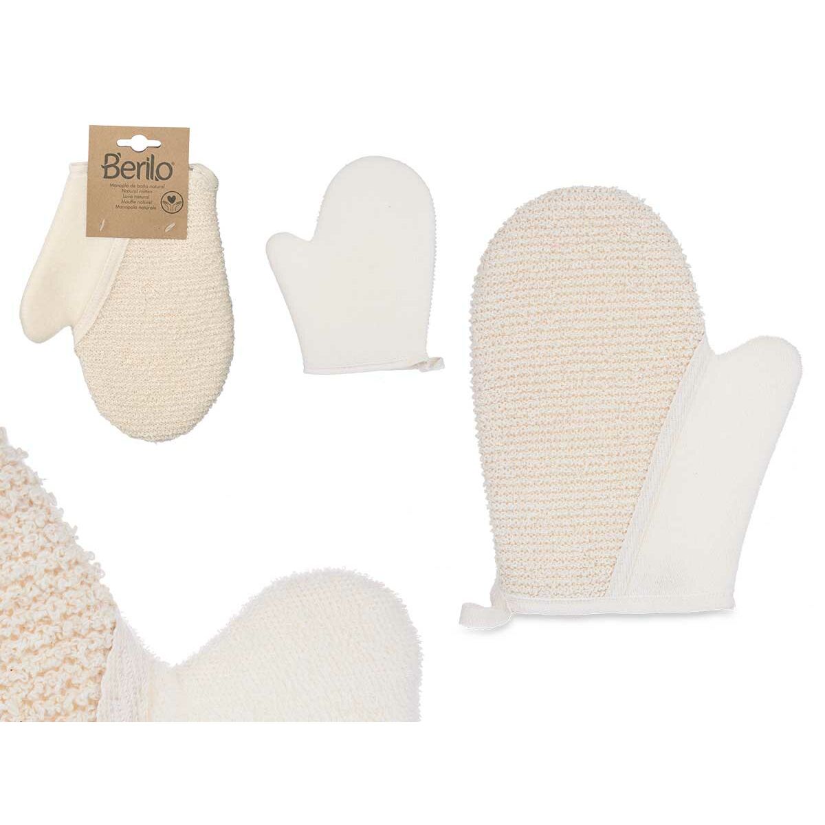 Exfoliating Mitt Berilo White Beige (12 Units) product packaging