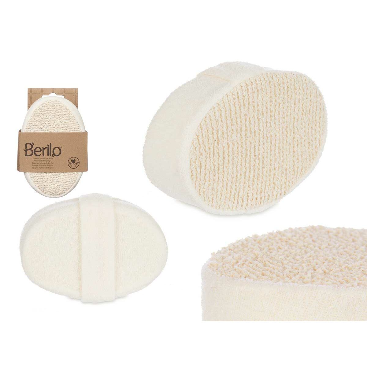 Body Sponge Berilo White Beige 15 x 5 x 10 cm (12 Units) product packaging