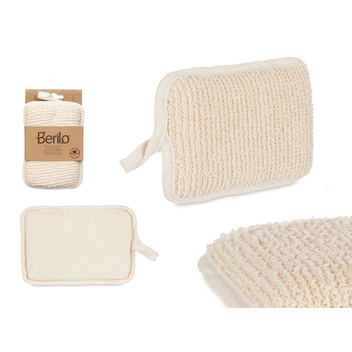 Body Sponge Berilo White Beige 11 x 16,5 x 2 cm (12 Units) product packaging