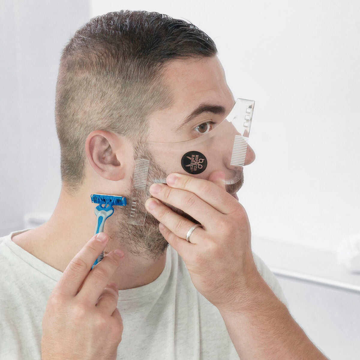 Hipster Barber Beard Template for Shaving InnovaGoods product packaging