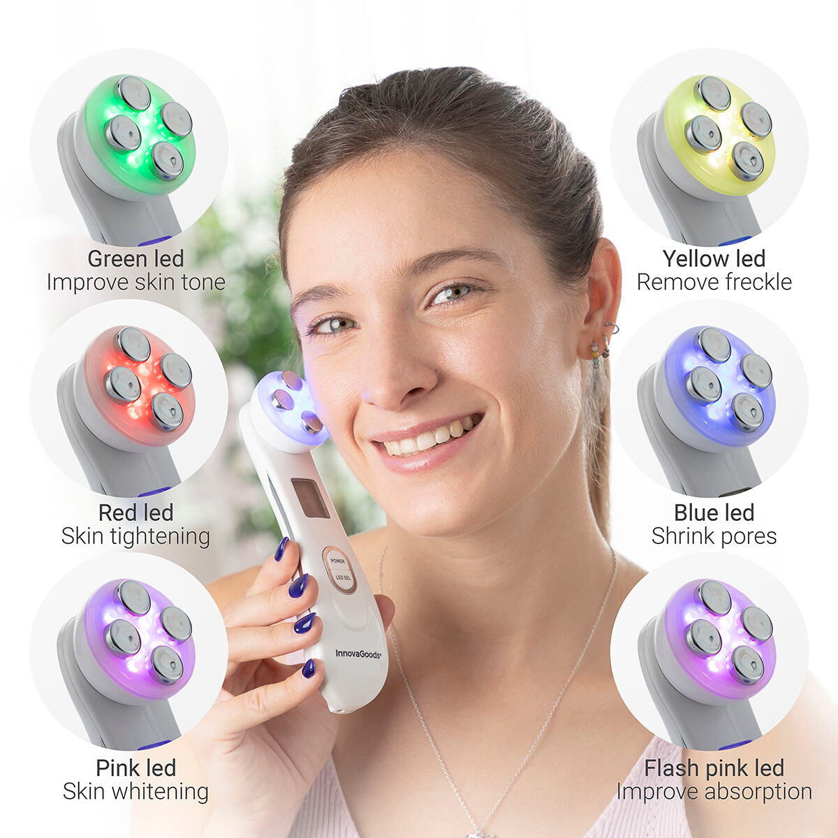 Facial Massager with Radiofrequency, Phototherapy and Electrostimulation Wace InnovaGoods product packaging