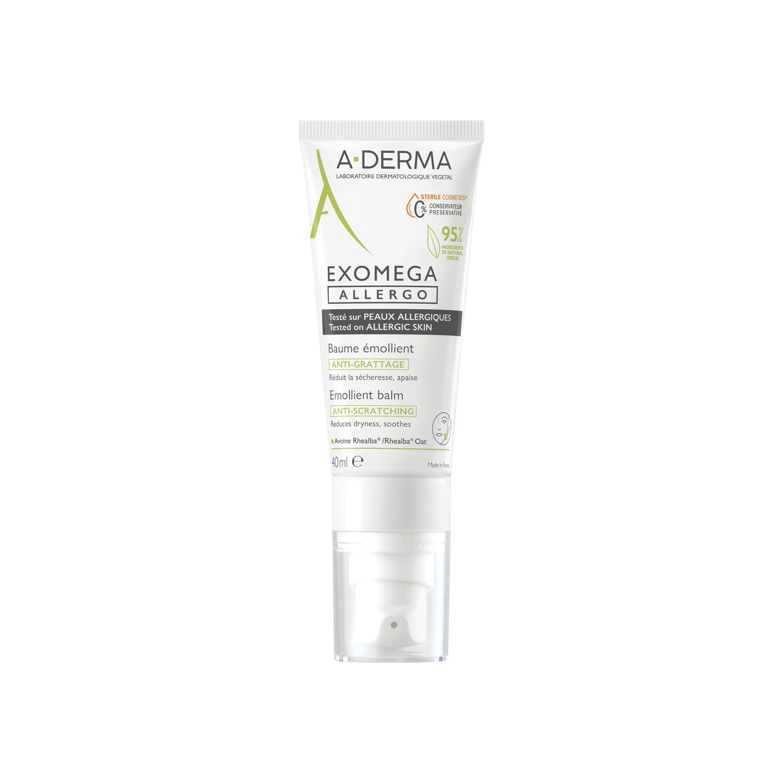 A-Derma, Exomega Allegro, Emollient, Balm, For Face, 40 ml