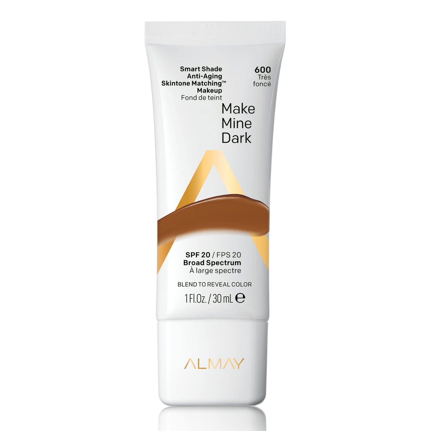 Almay, Smart Shade, Tone-matching, Liquid Foundation, 600, Make Mine Dark, 20 SPF, 30 ml