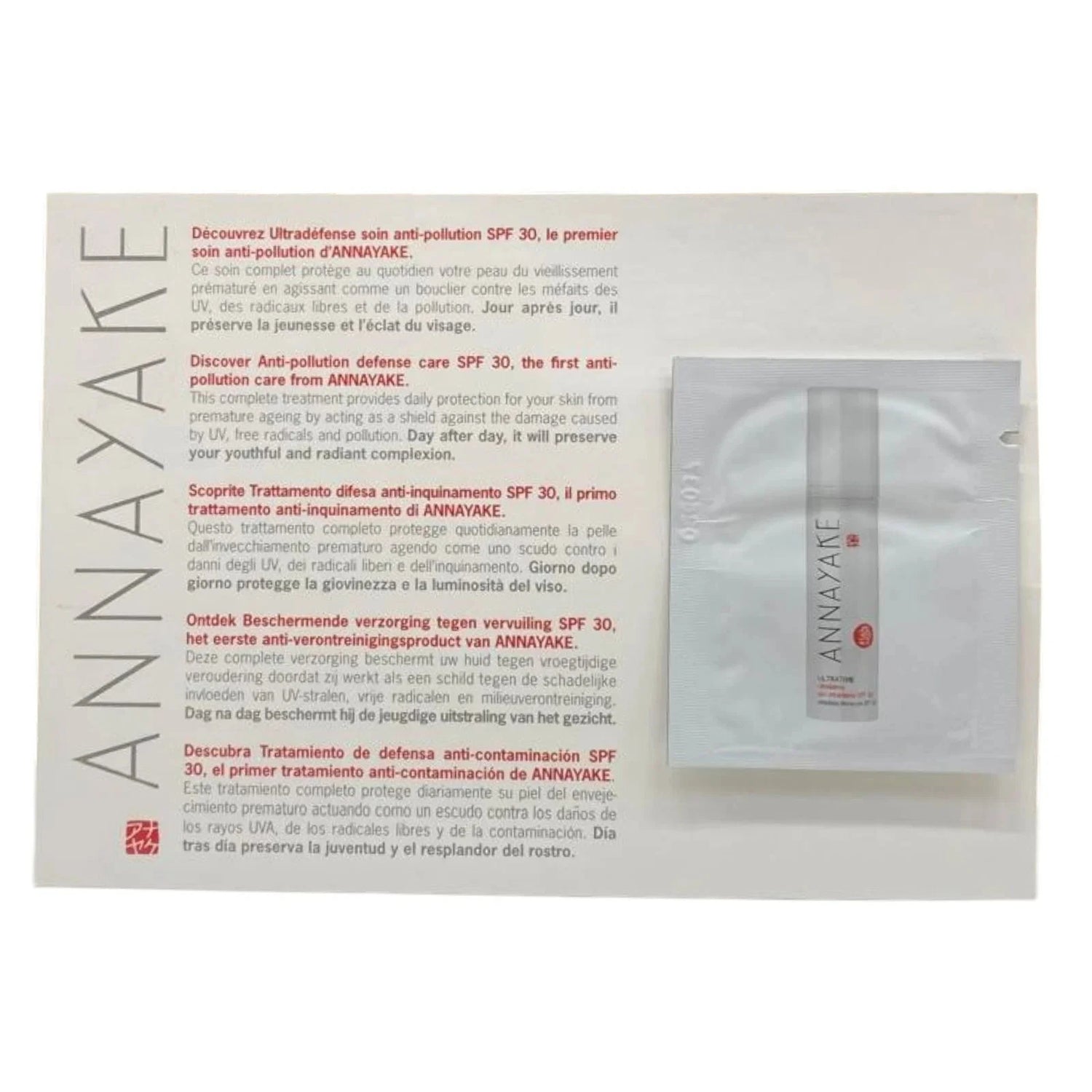 Annayake, Ultratime, Anti-Pollution, Cream, For Face, SPF 30, 1 ml *Sample