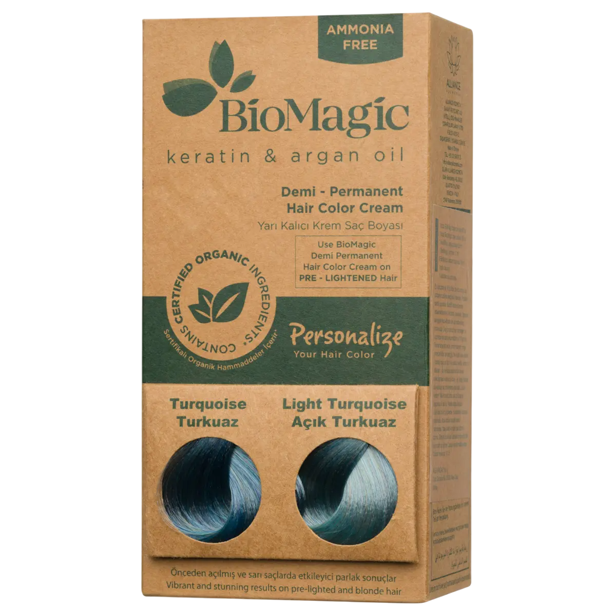 Biomagic, Biomagic, Keratin & Argan Oil, Demi-Permanent Hair Dye,  Turquoise, 250 ml *Tester