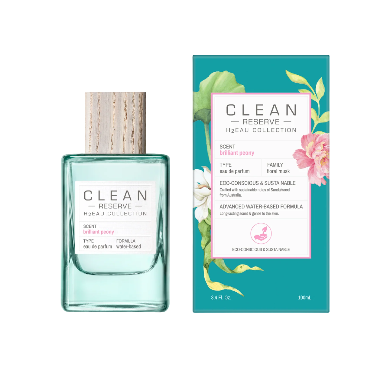 Clean, H2Eau Brilliant Peony, Eau De Parfum, Unisex, 100 ml