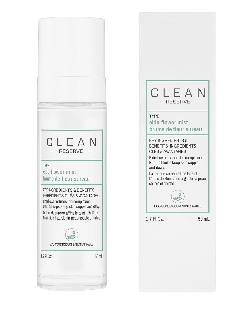 Clean, Reserve - Elderflower, Moisturizing, Mist Spray, For Face, 50 ml