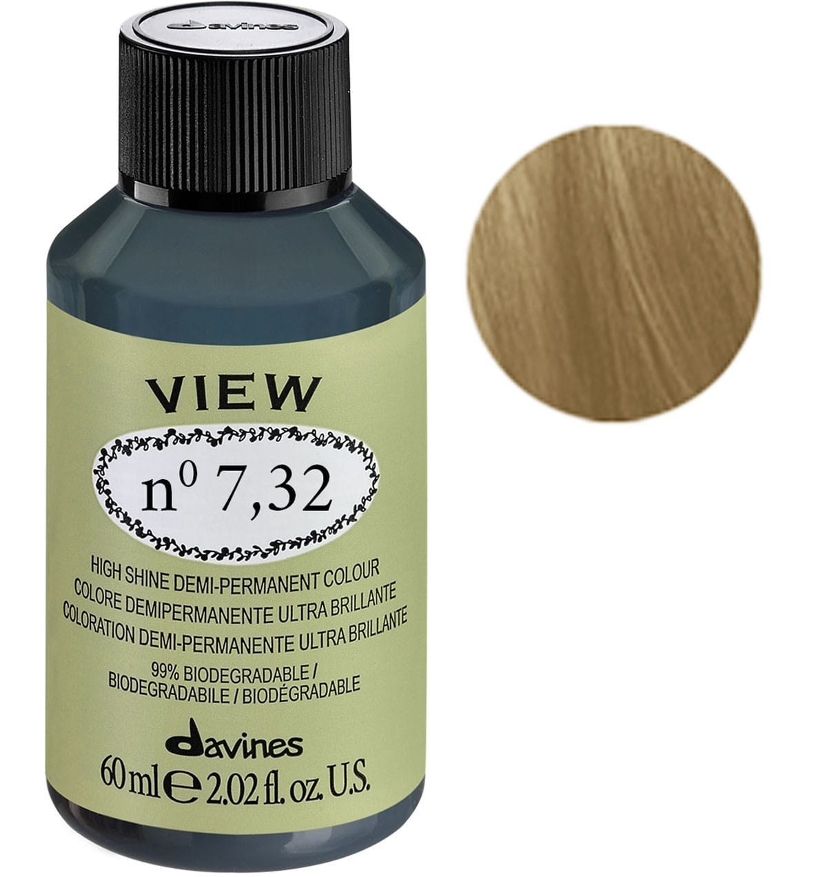 Davines, View, Demi-Permanent Hair Dye, 7.32 , 60 ml
