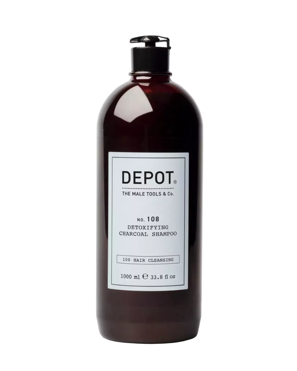 Depot, 100 Hair Cleansing No. 108, Charcoal, Hair Shampoo, Detoxifying, 1000 ml