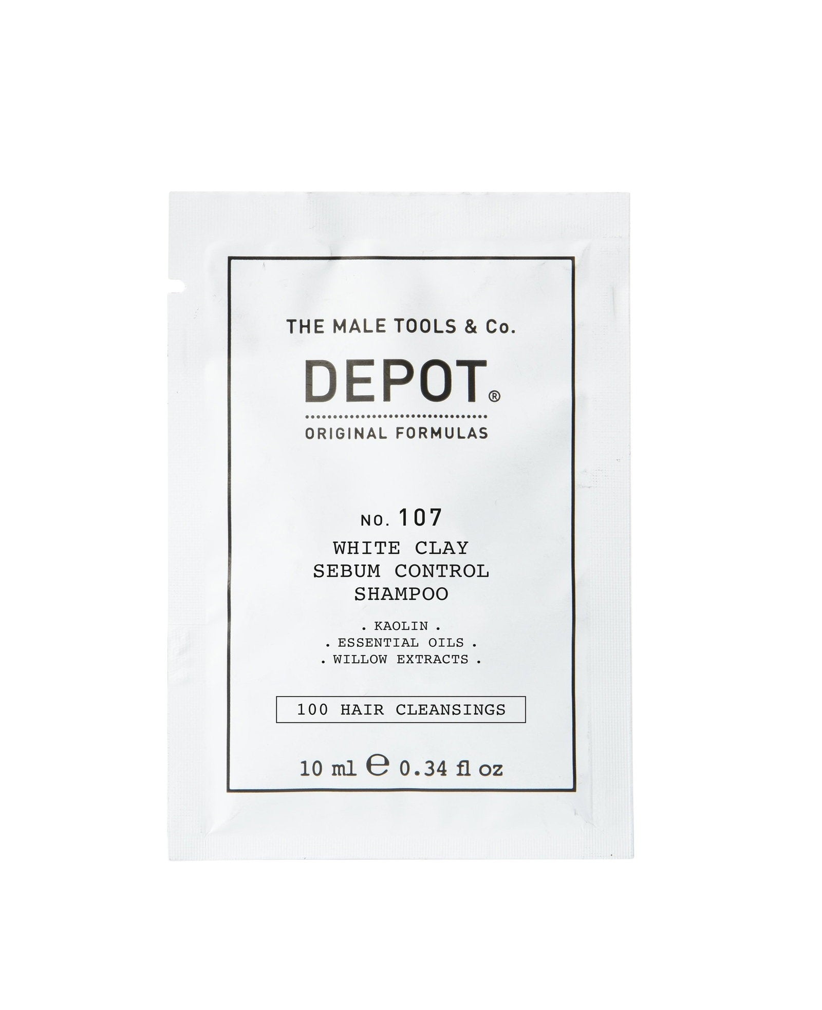 Depot, 100 Hair Cleansing No. 107, Kaolin, Hair Shampoo, For Regulation Of Excessive Sebum, 10 ml