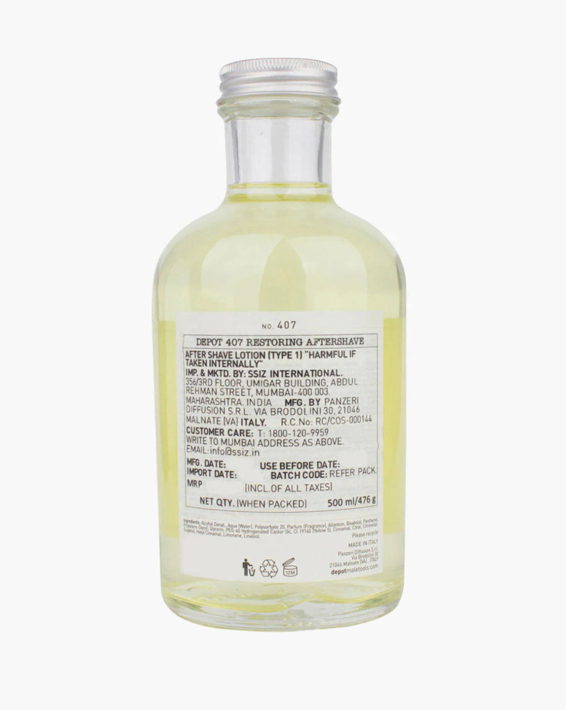 Depot, 400 Shave Specifics No. 407, Pro-Vitamin B5, Restoring & Refreshing, After-Shave Lotion, 500 ml