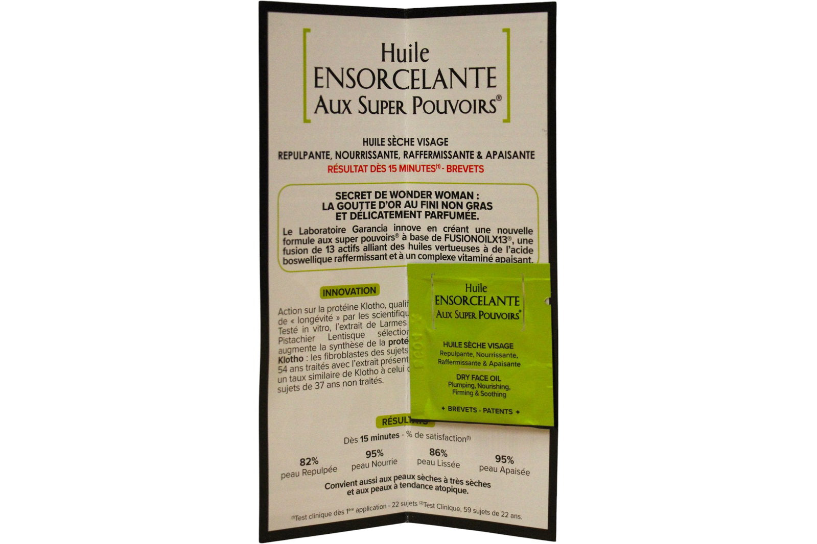 Garancia, Huile Ensorcelante Aux Super Pouvoirs, Botanical Extracts, Soothing/Hydrating & Nourishing, Day & Night, Oil, For Face & Body, 1 ml *Sample