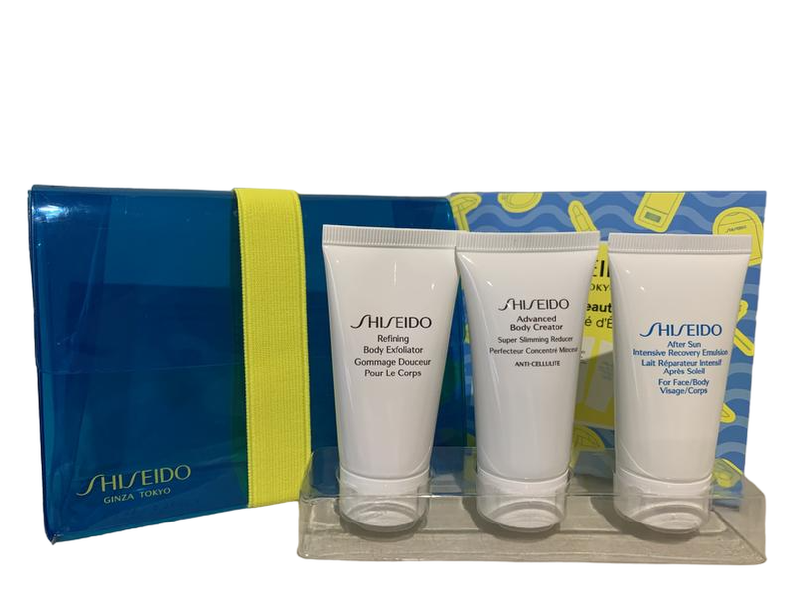 Ginza Tokyo - Summer Beauty Set Shiseido: After-Sun - Intensive Recovery, Repairing, After-Sun Emulsion, 30 ml + Advanced Body Creator - Super Slimming Reducer, Sculpting, Concentrate, 30 ml + Refining, Hydrating, Exfoliating Lotion, 30 ml