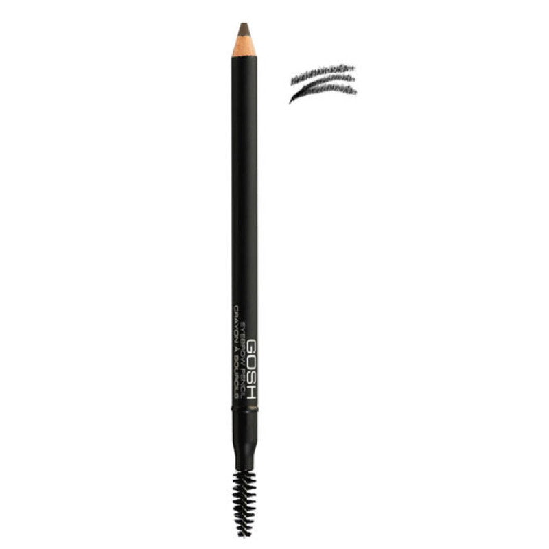 Gosh, Gosh, Eyebrow Cream Pencil & Brush 2-In-1, 02, Black, 1.2 g