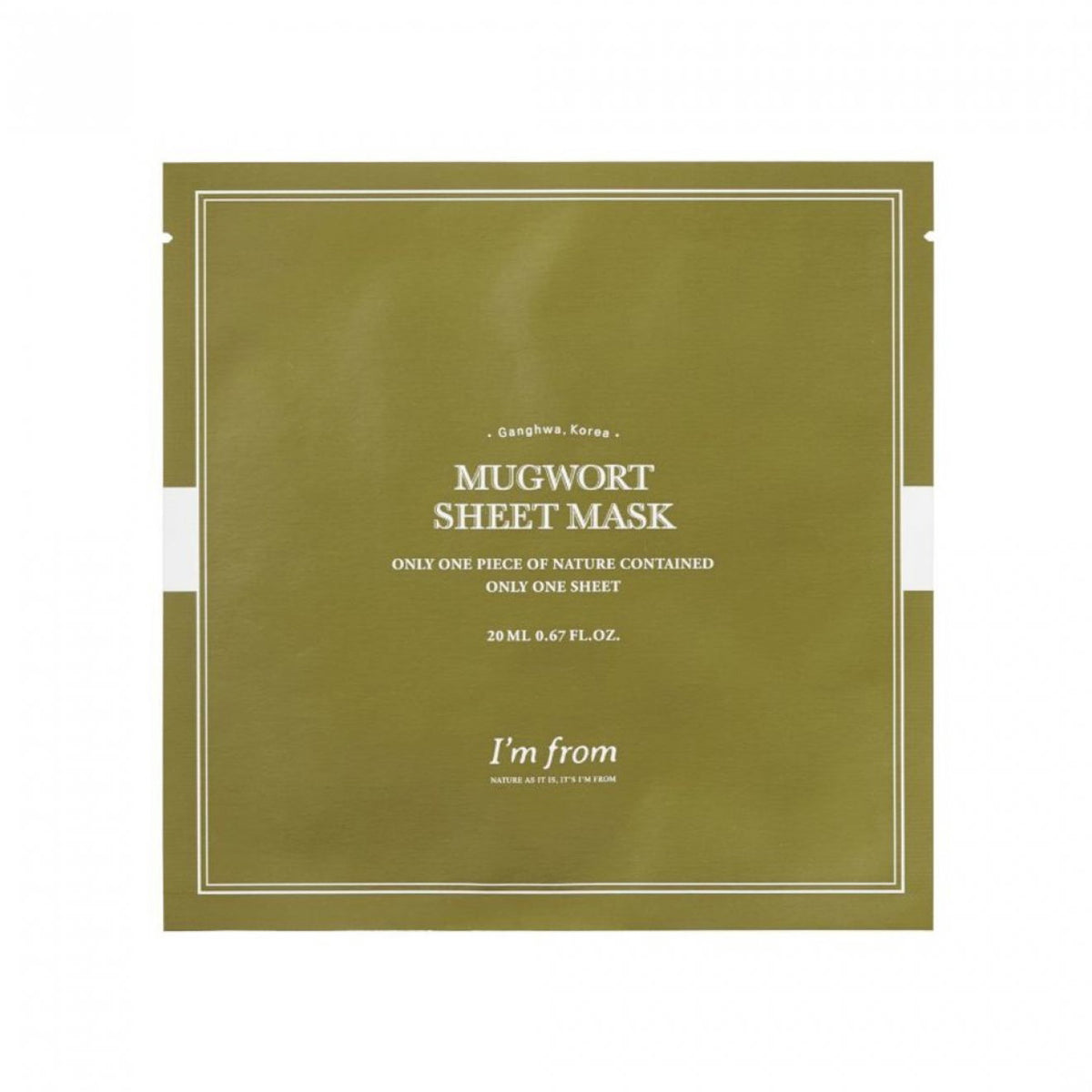 I'm From, Mugwort, Revitalizing, Hydrating, Sheet Mask, For Face, 20 ml