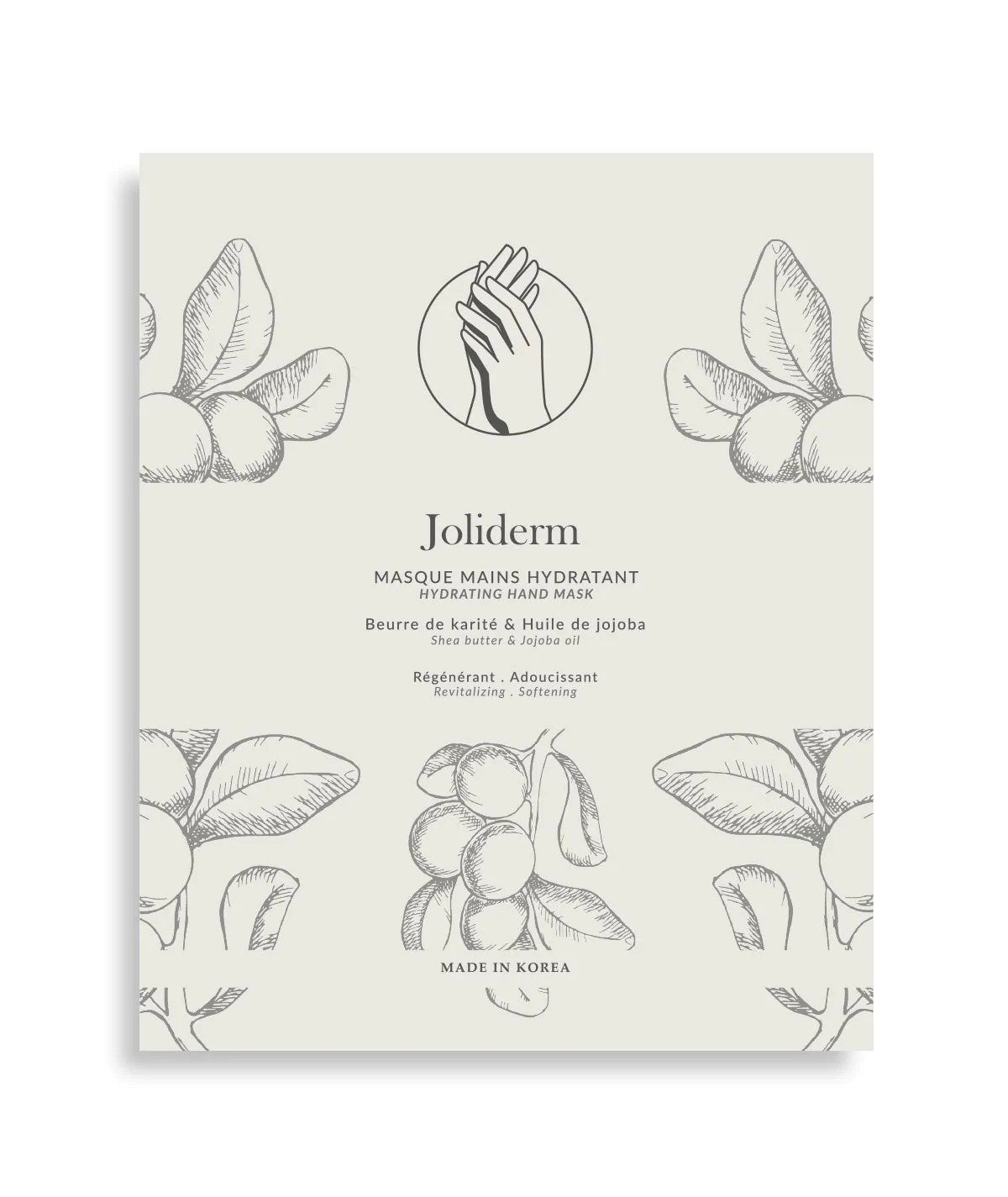 Set Duo, Joliderm, Joliderm, Shea Butter And Coconut Oil, Hydrating & Softening, Hand Sheet Mask, 2 pcs, 2