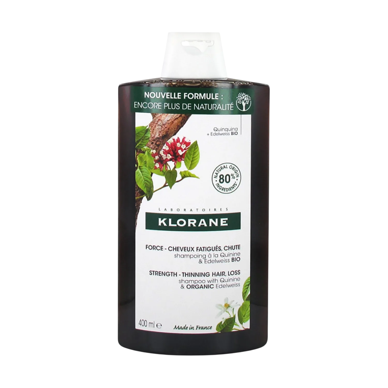 Klorane, Klorane, Quinine & Edelweiss, Hair Treatment Shampoo, Strengthening, For Thinning Hair, 400 ml