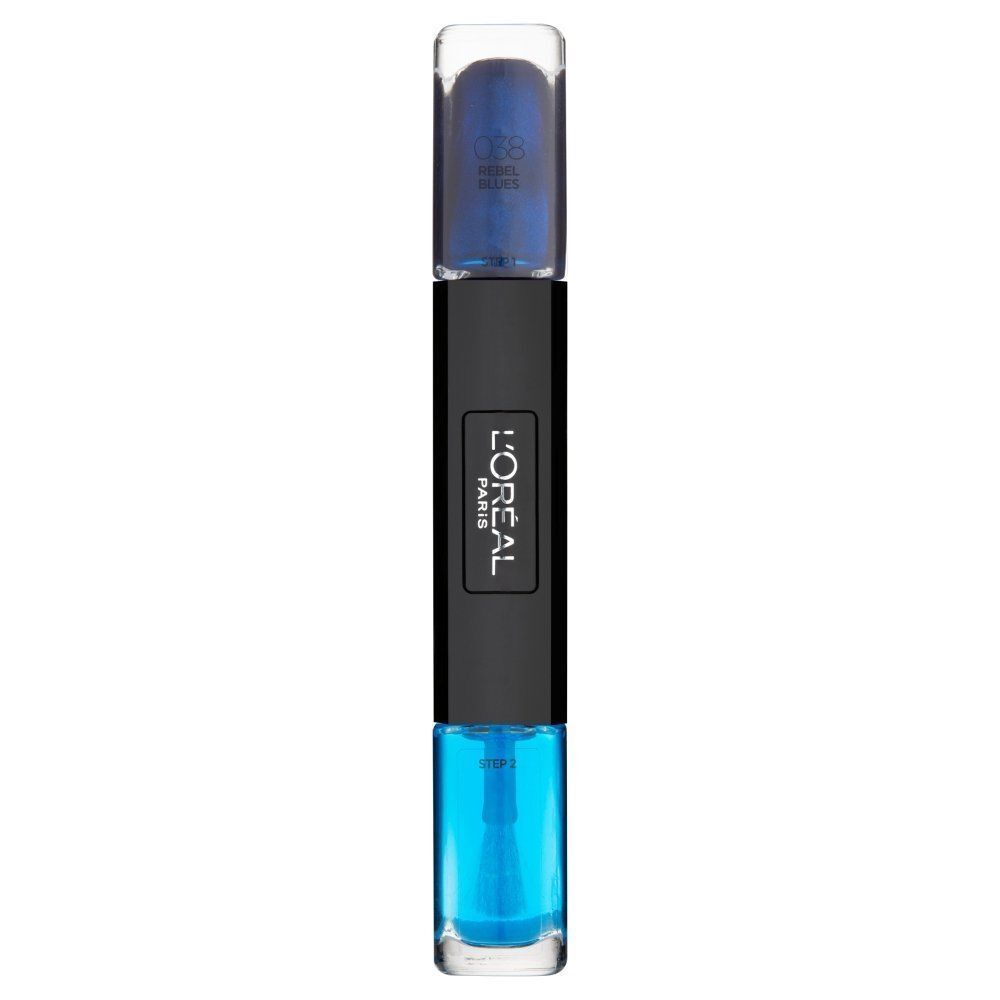 L'Oreal Paris, Infallible, Nail Polish 2-In-1, 038, Rebel Blues, 2 x, 5 ml