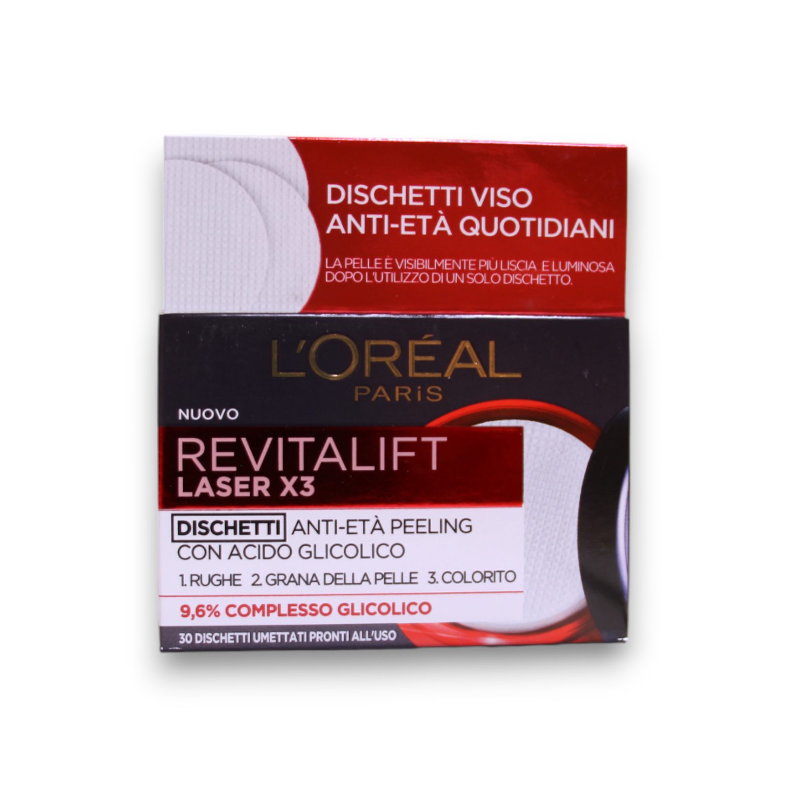 L'Oreal Paris, Revitalift Laser X3, Glycolic Acid, Anti-Ageing, Peel-Off Pads, 30 pcs