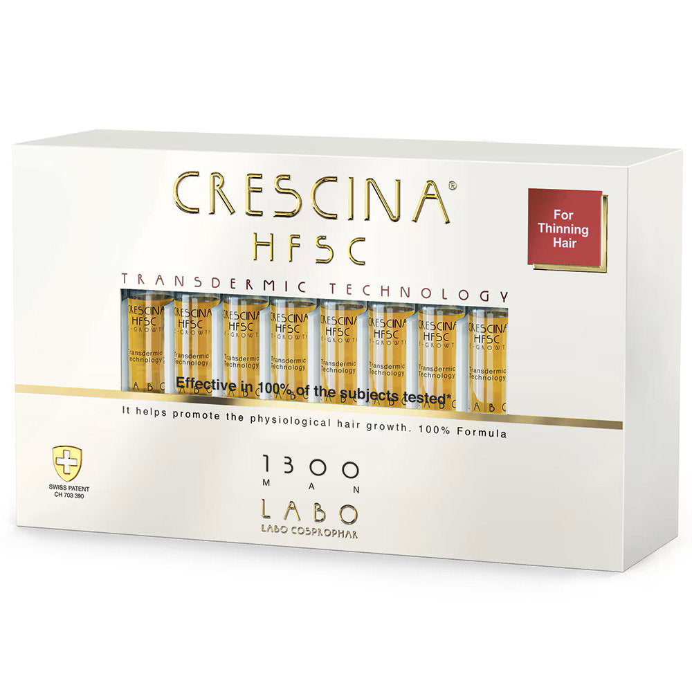 Labo Suisse, Crescina, Transdermic HFSC 1300, For Growth Stimulation, Ampoules Treatment Serum, For Scalp, For Men, 20 pcs, 3.5 ml