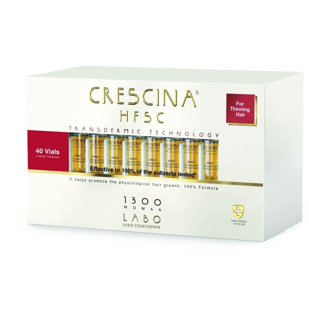 Labo Suisse, Crescina, Transdermic HFSC 1300, For Growth Stimulation, Ampoules Treatment Serum, For Scalp, For Women, 40 pcs, 3.5 ml