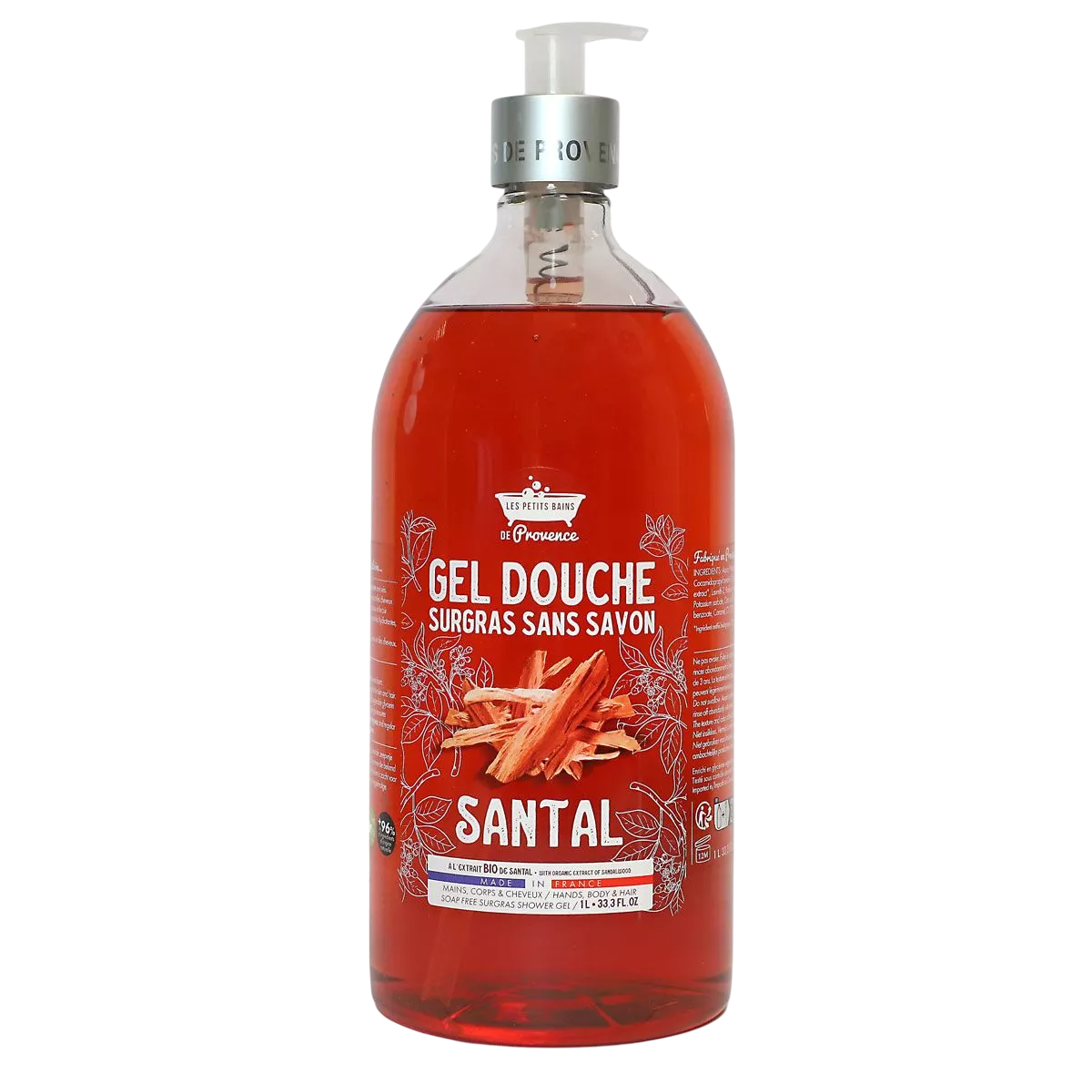 Les Petites Bains de Provence, Santal, Shower Gel, For Body, Face & Hair, For Sensitive Skin, 1000 ml