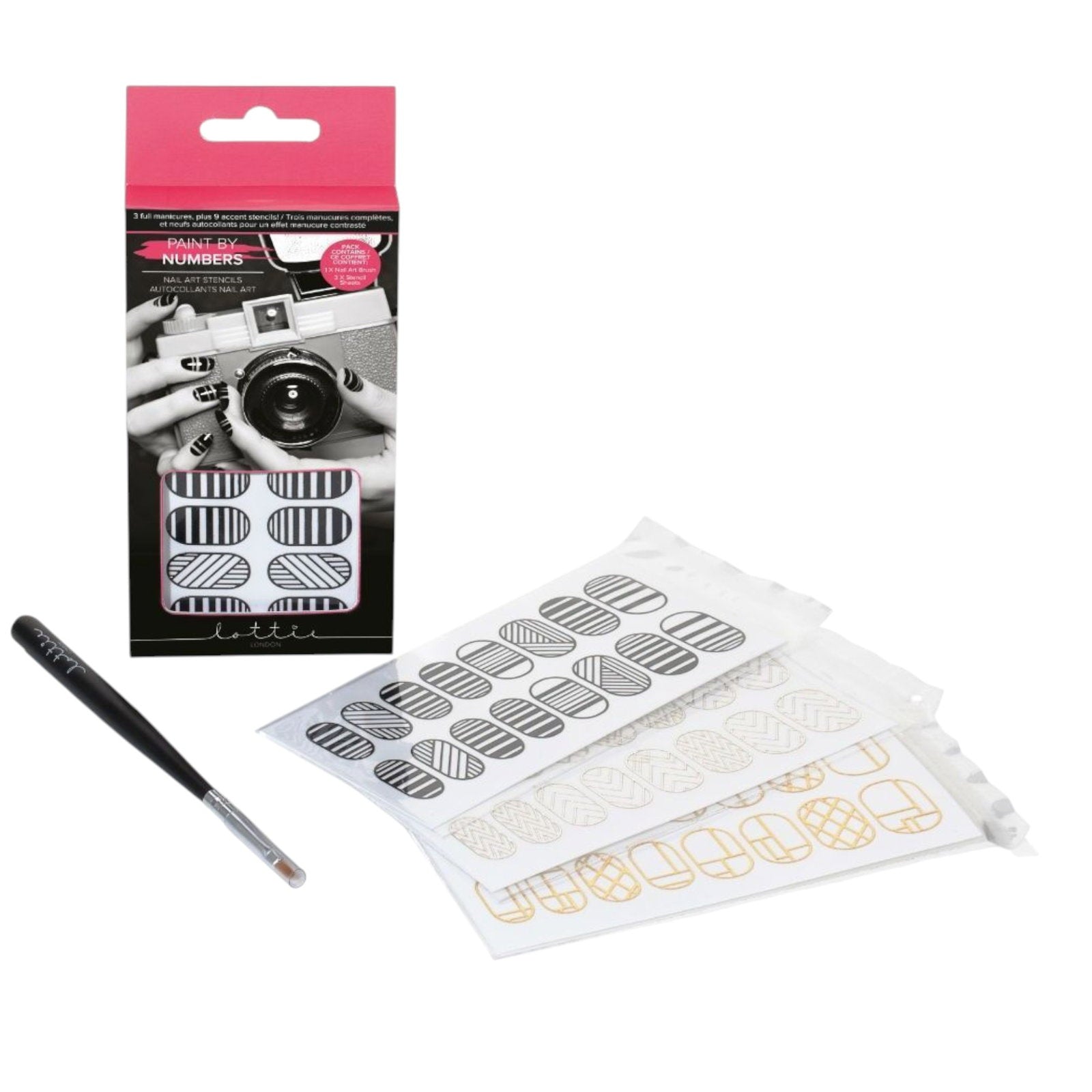 Lottie London, Paint by Numbers, Nail Stickers, 9 pcs