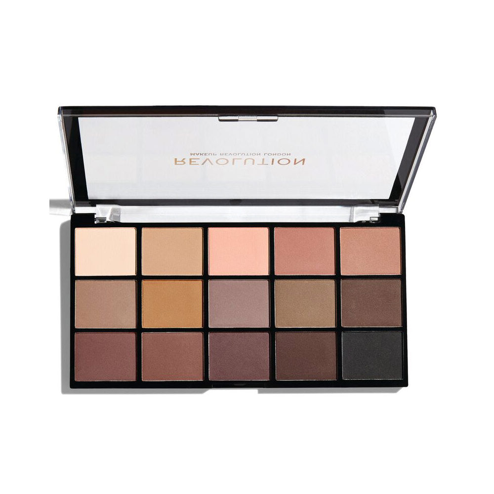 Makeup Revolution, Reloaded Palette, Eye Palette, Basic Mattes, 15x, 1.1 g