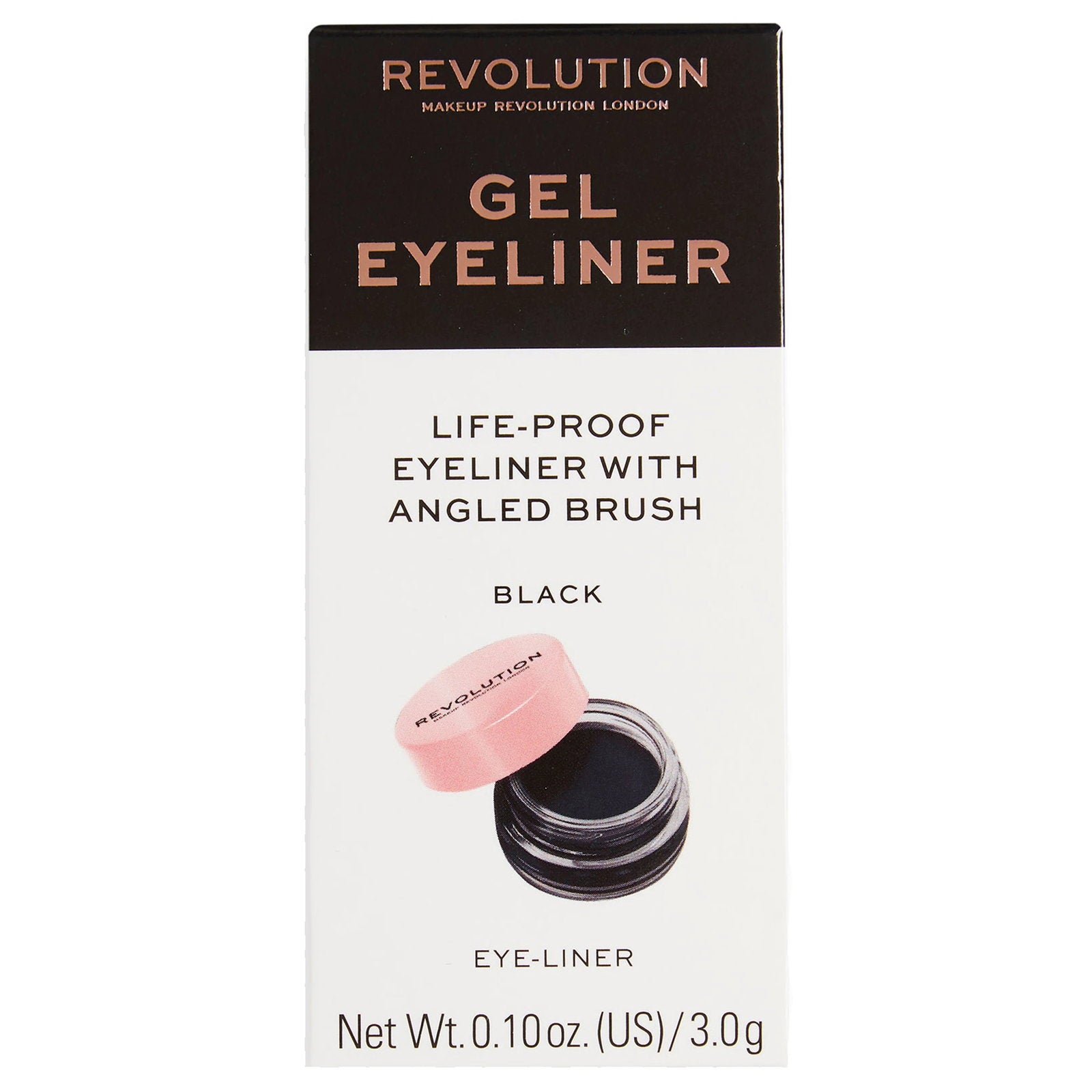 Makeup Revolution, REVOLUTION, Angled Cut, Gel Eyeliner, Black, 3 g