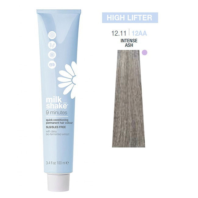 Milk Shake, 9 Minutes, SLS/SLES-Free, Permanent Hair Dye, 12.1112AA Intense Ash, 100 ml